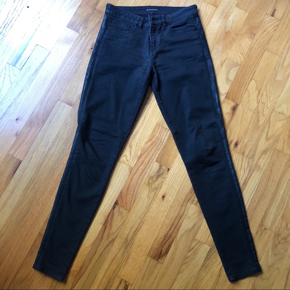 Elie Tahari Black wax coated jeans size 26
